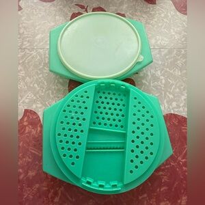 Vintage 70’s Aqua Green Tupperware Cheese Grater & Storage Containers
